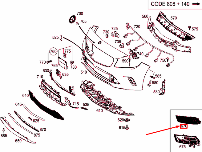 NEW MERCEDES-BENZ A W176 FRONT BUMPER RIGHT GRILLE COVER A1768853622 ORIGINAL