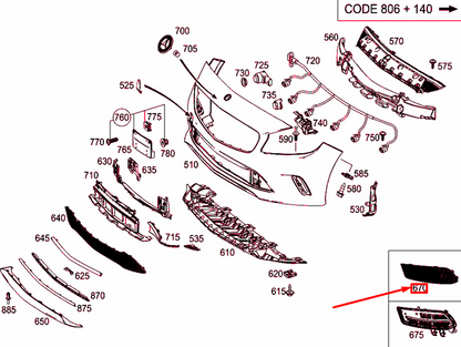 NEW MERCEDES-BENZ A W176 FRONT BUMPER RIGHT GRILLE COVER A1768853622 ORIGINAL