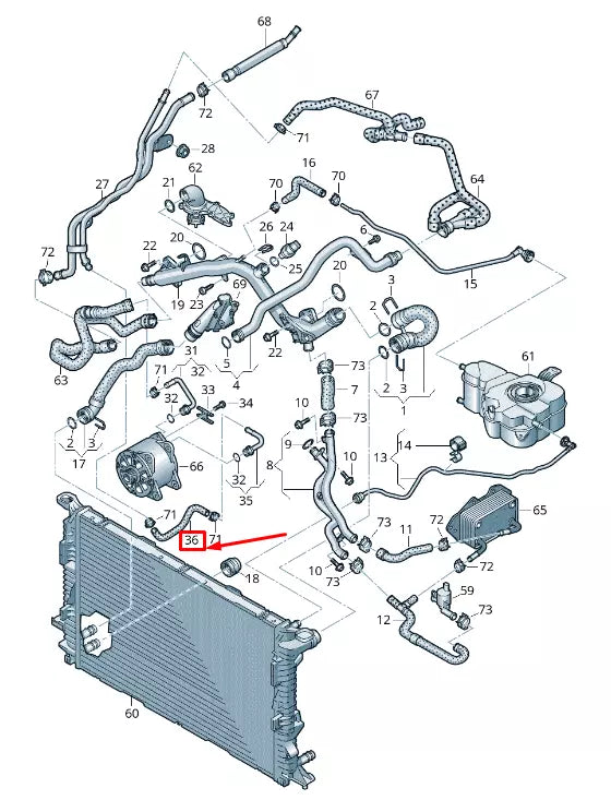NEW AUDI A8 4H ENGINE COOLANT HOSE 4H0121061G