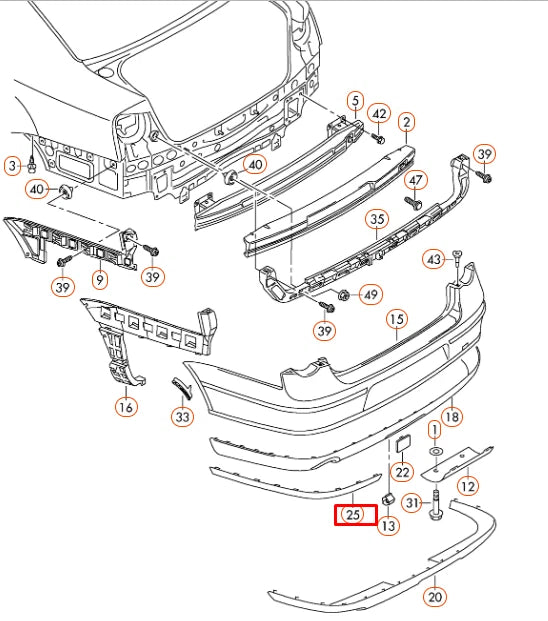 NEW VW PASSAT B6 REAR BUMPER RIGHT SIDE MOULDING TRIM 3C5807460A 2ZZ