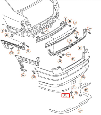 NEW VW PASSAT B6 REAR BUMPER RIGHT SIDE MOULDING TRIM 3C5807460A 2ZZ