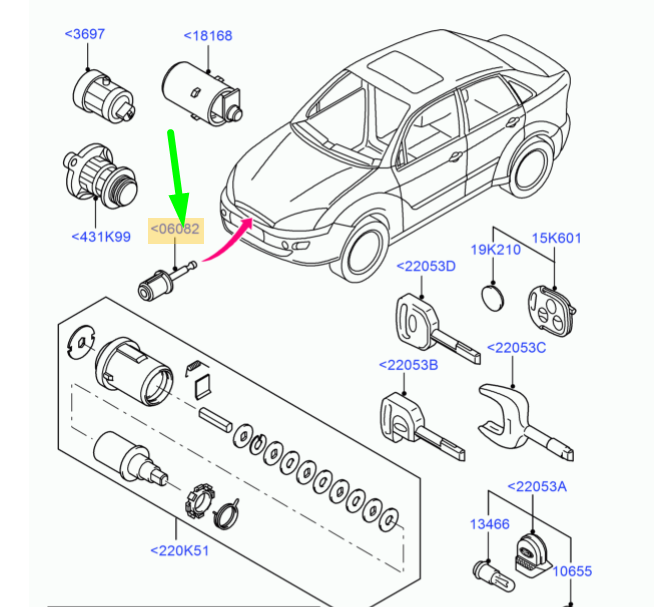 new ford focus mk1 lock cylinder assy 1101535 xs41-16c826-ca original