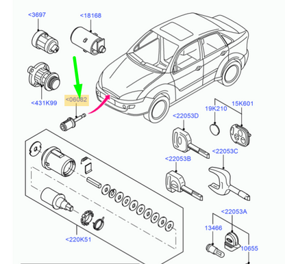 new ford focus mk1 lock cylinder assy 1101535 xs41-16c826-ca original