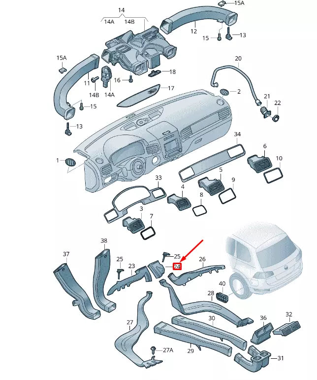 NEW VW TOUAREG 7P MK2 CENTRE LEFT FOOTWELL VENT RHD 7P0819623A