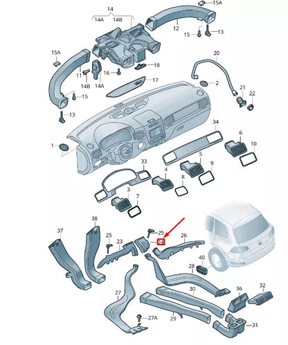 NEW VW TOUAREG 7P MK2 CENTRE LEFT FOOTWELL VENT RHD 7P0819623A
