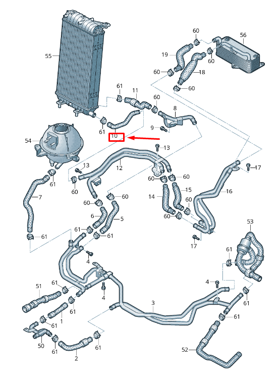 new audi r8 4s engine coolant hose 4s0121030d original