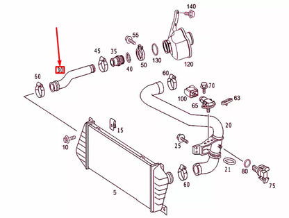 NEW MB SPRINTER 903 INTERCOOLER TURBO HOSE PIPE TUBE A9015284382 ORIGINAL