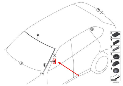 NEW BMW X5 F15, F85 WINDSHIELD LEFT VERTICAL TRIM 51317462205 7462205 ORIGINAL