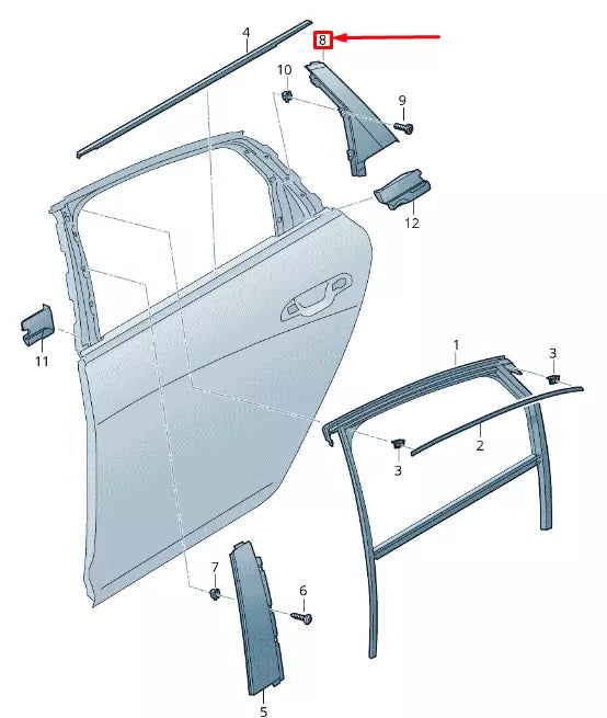 NEW AUDI A6 C8 REAR RIGHT DOOR C-PILLAR TRIM 4K5839904