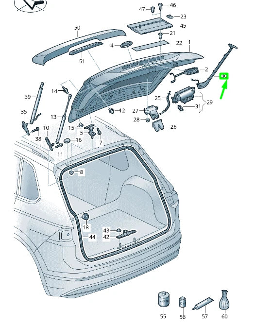 NEW VW TIGUAN AD MK2 REAR RIGHT LID PROTECTIVE STRIP 5NA827712A9B9