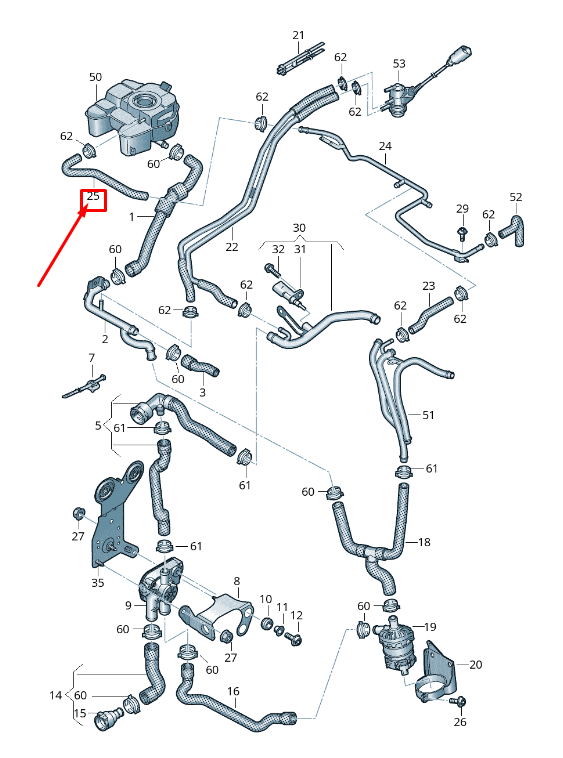 new vw passat b8 3g engine vent hose 3q0122447k original