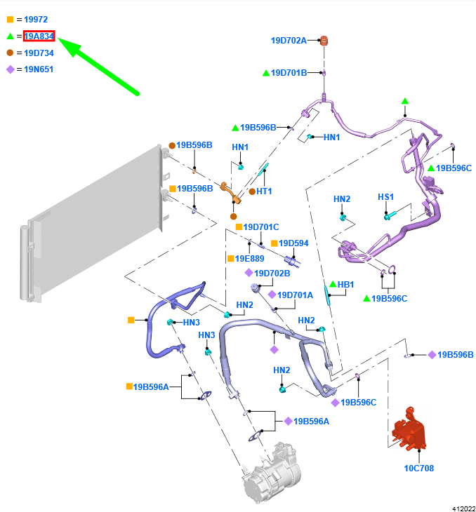new ford kuga mk3 a/c system tube assy rhd 2614563 original