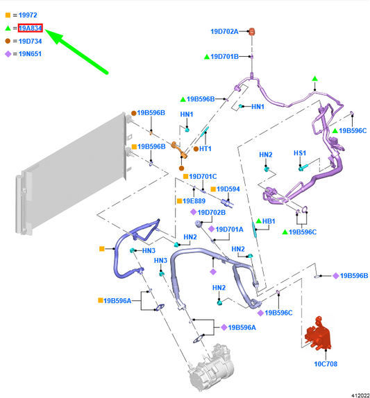 new ford kuga mk3 a/c system tube assy rhd 2614563 original