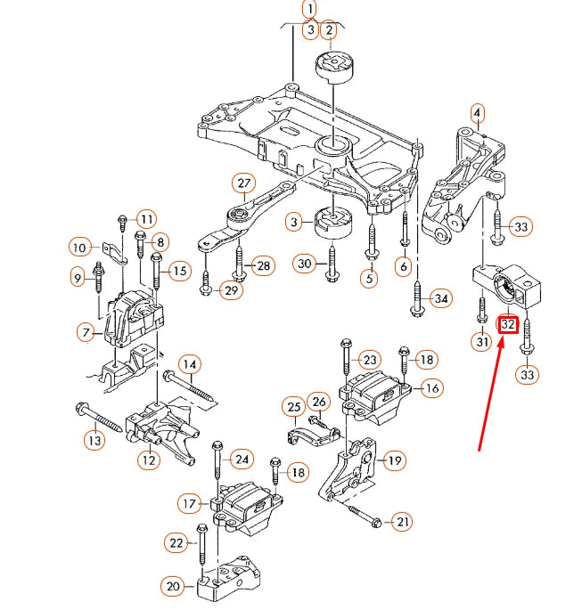 NEW AUDI A3 8P FRONT RIGHT CONTROL ARM BRACKET MOUNT 1K0199232K ORIGINAL