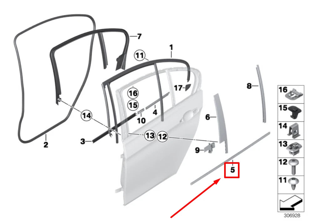 NEW BMW 3 F30, F80 REAR RIGHT OUTER DOOR DUCT COVER 51357260536 7260536 ORIGINAL