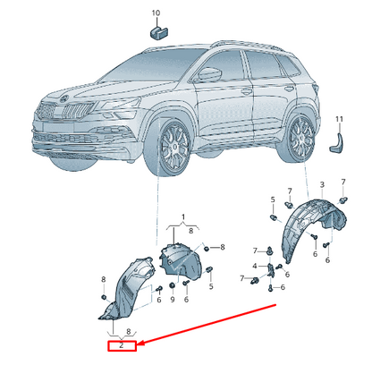 new skoda karoq nu front left inner arch liner 57a854815c original