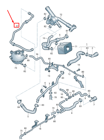 new vw cc 35 engine coolant reservoir hose 3c0121109ad original