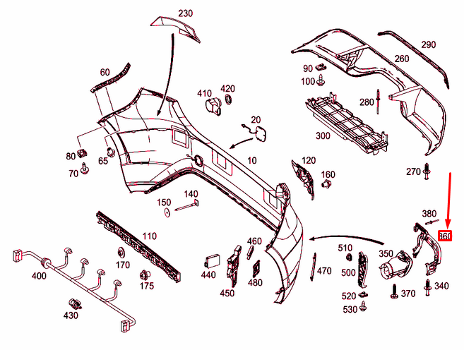 NEW MERCEDES-BENZ A W176 RIGHT EXHAUST TIP BRACKET A1768850114 ORIGINAL