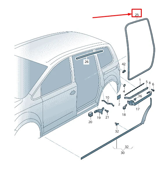 NEW VW SHARAN 7N SLIDING DOOR SEAL 7N0867914G9B9 7N0867914G 9B9