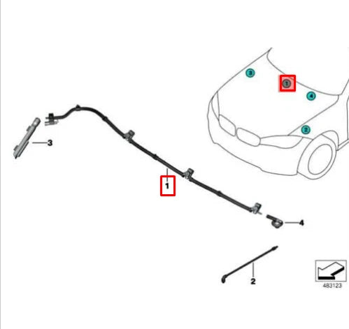 NEW BMW X5 F15 FRONT WINDSCREEN WASHER NOZZLE ARRAY HOSE 61667292659 ORIGINAL