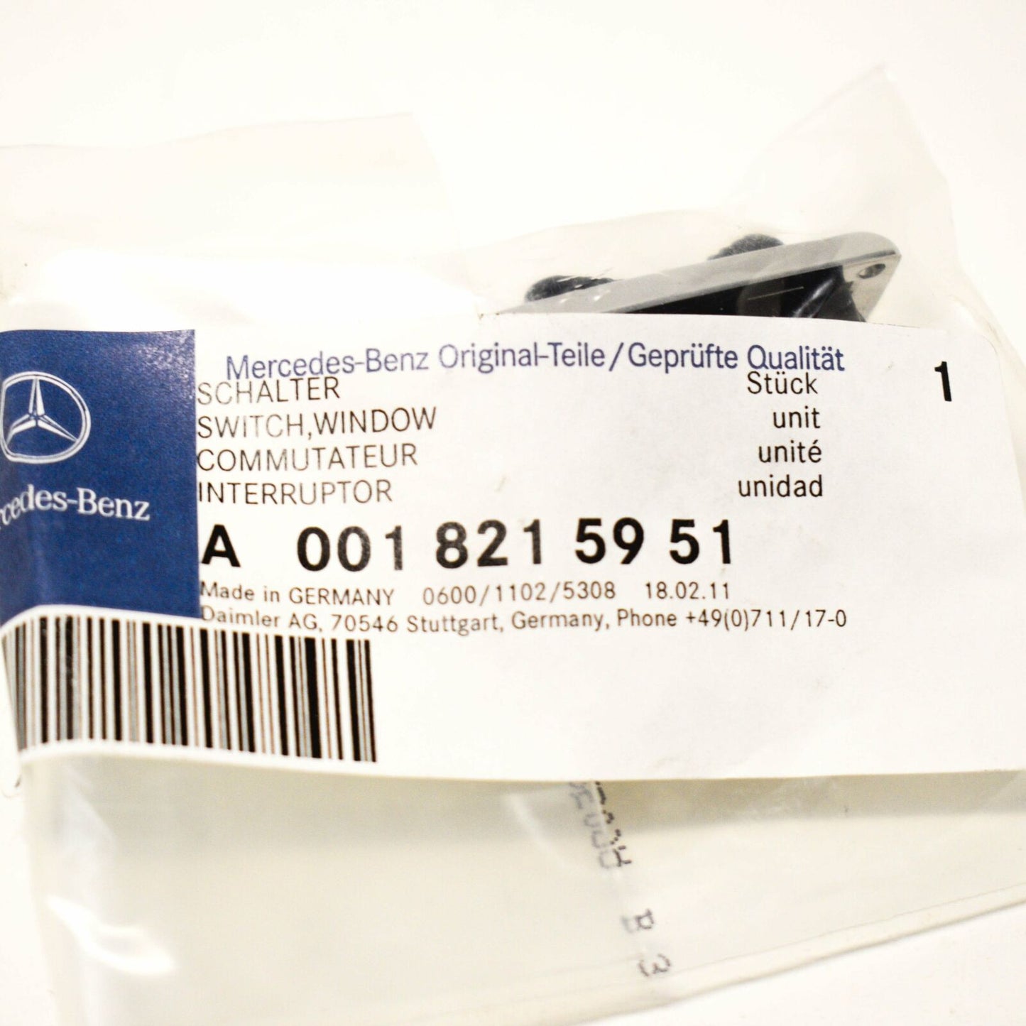 NEW MERCEDES-BENZ SL R107 FRONT RIGHT WINDOW CONTROL SWITCH A0018215951 ORIGINAL