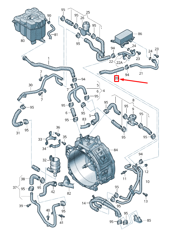 new vw touareg 7p engine coolant hose 7p0121157a original