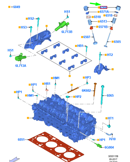 new ford kuga mk2 c520 valve tappet bm5g-6500-dbba 1633790 original