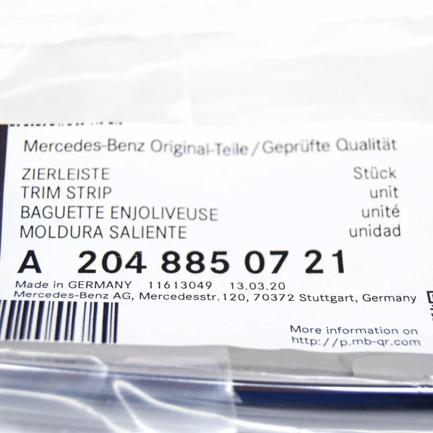 NEW MERCEDES BENZ W204 FRONT LEFT BUMPER MOLDING TRIM A2048850721 ORIGINAL