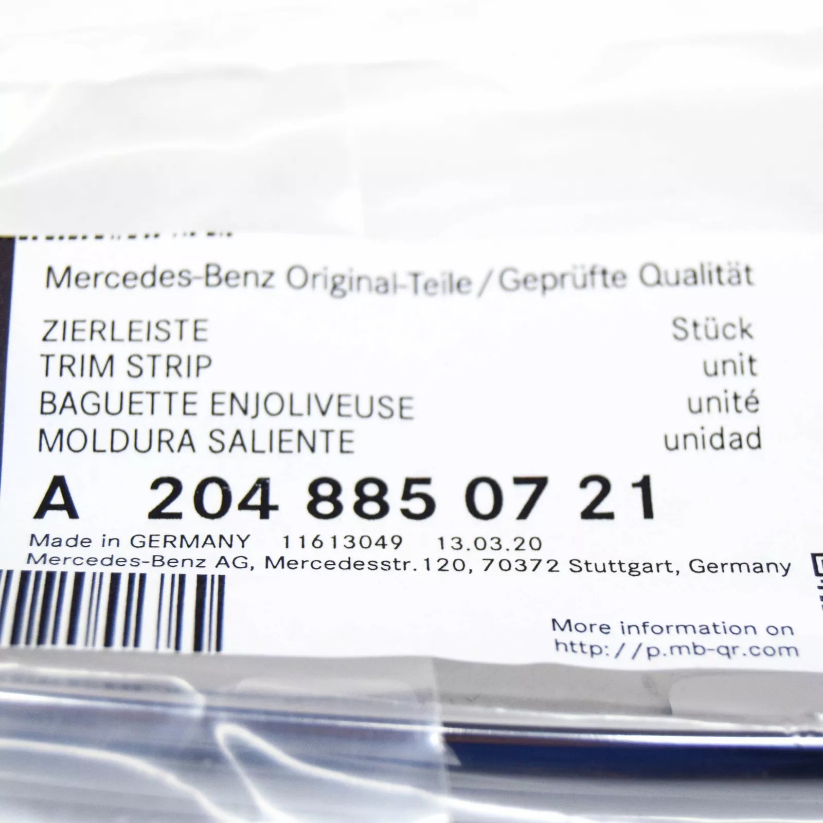 NEW MERCEDES BENZ W204 FRONT LEFT BUMPER MOLDING TRIM A2048850721 ORIGINAL