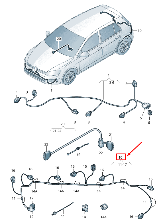 new skoda octavia 5e mk3 rear parking aid wiring 5e0971104l original