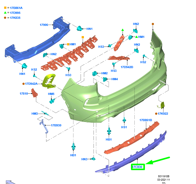 new ford kuga mk3 rear bumper bar moulding 2460975 original