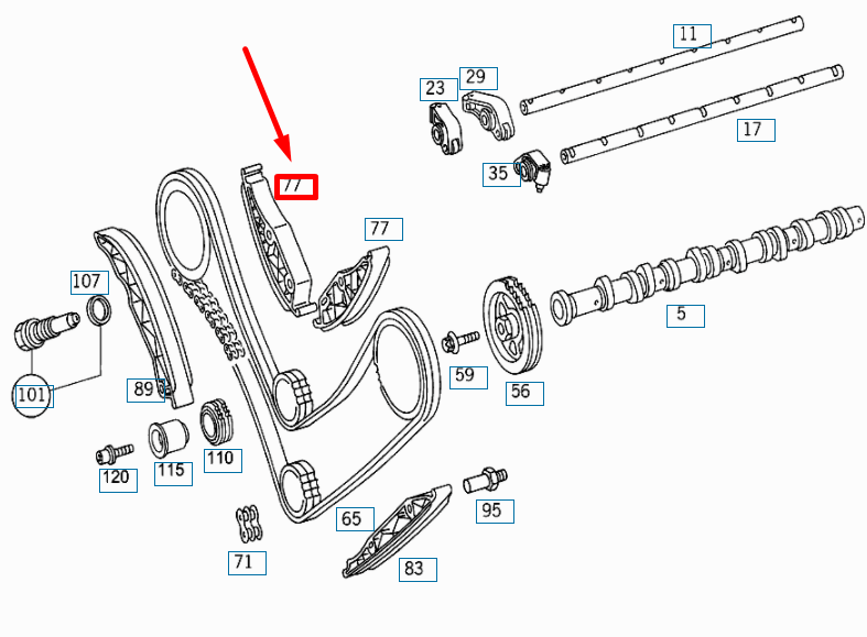 NEW MERCEDES-BENZ ML W163 TOP TIMING CHIN GUIDE RAIL A1120520116 ORIGINAL