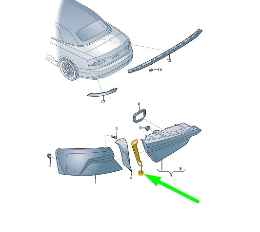NEW AUDI A5 CABRIO F5 REAR RIGHT INNER TAIL LIGHT SEAL 8W6945256C