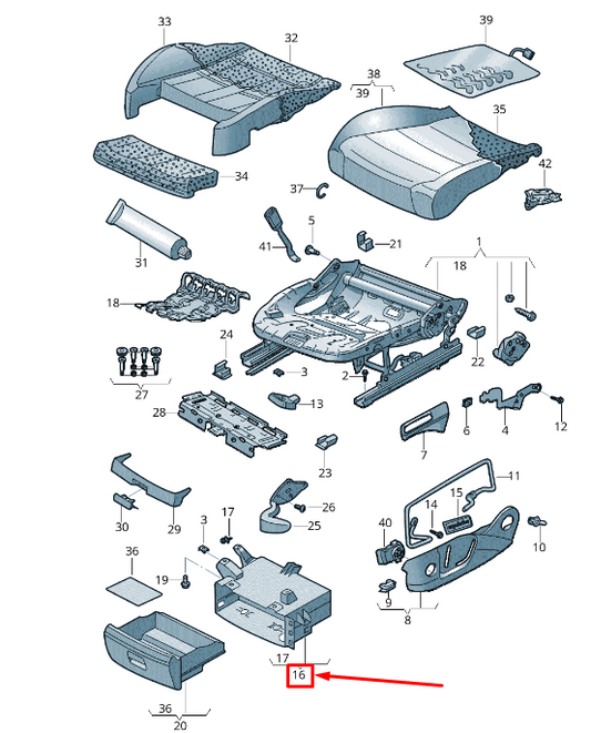 new vw tiguan ad1 front right seat compartment guide frame 5nn8826009b9 original