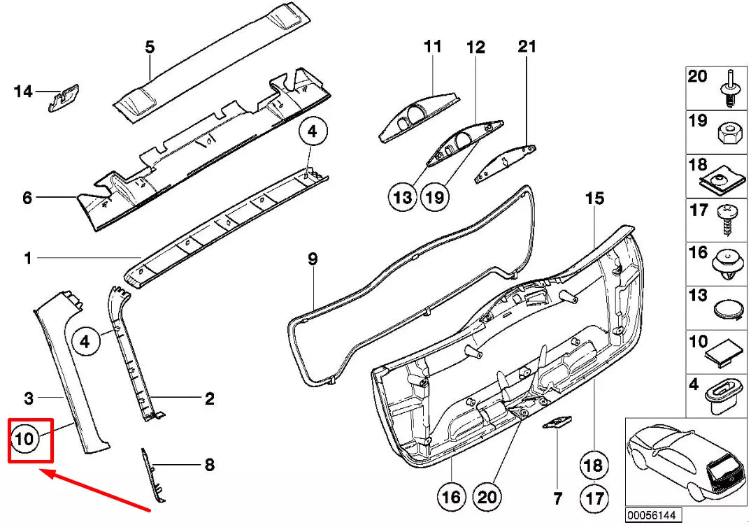 NEW BMW 3 E46 TAILGATE TRIM PANEL CLIP 51498234709 8234709 ORIGINAL