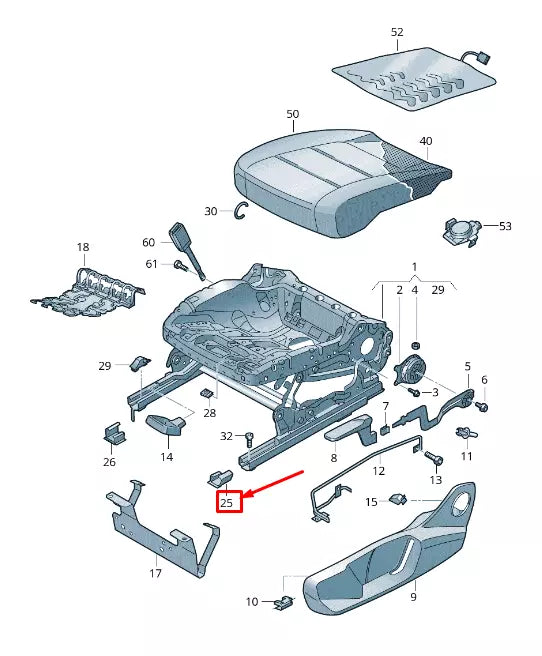 NEW VW TOUAREG CR SEAT GUIDE RAIL COVER 7608813474PK