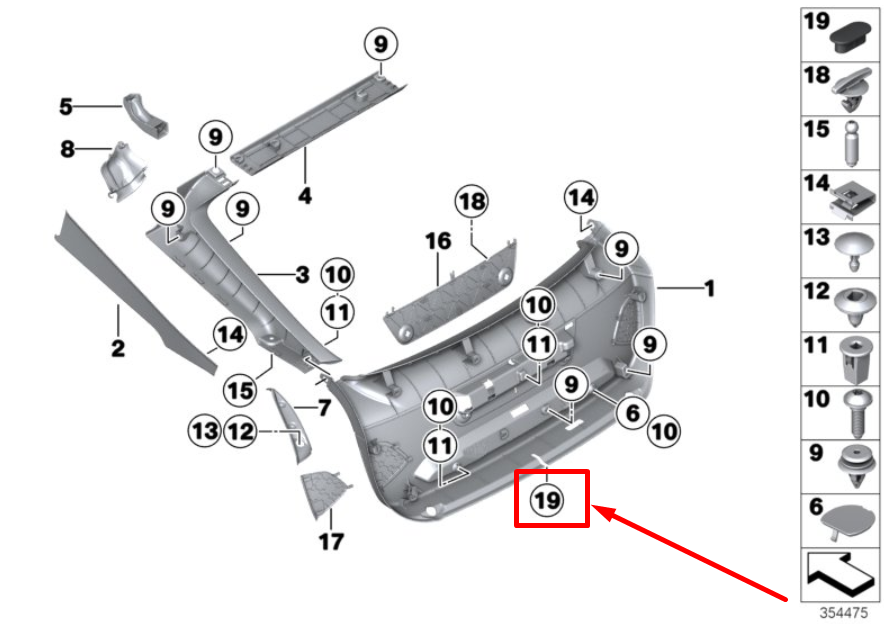 new bmw 3 f34 trunk lid blind plug boot trim panel 1801066 51711801066 original