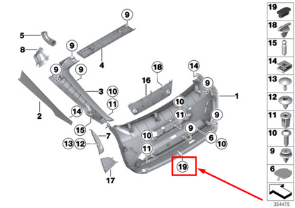 new bmw 3 f34 trunk lid blind plug boot trim panel 1801066 51711801066 original