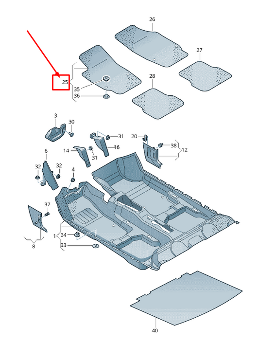 new skoda rapid nh front left floor mat rhd 5jc864435cnr original
