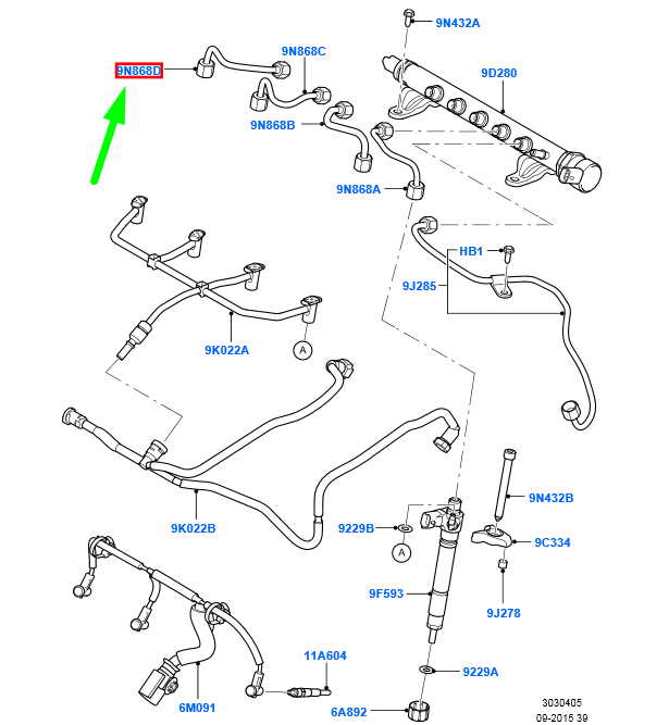 new ford mondeo mk4 fuel injector tube cyl. no. 4 6g9q-9n868-dc 1568357 original