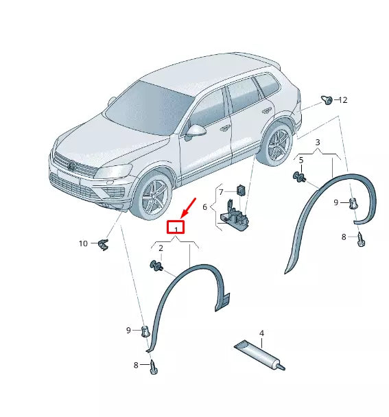 NEW VW TOUAREG 7P MK2 FRONT RIGHT WHEEL ARCH COVER 7P6854732C9B9 ORIGINAL