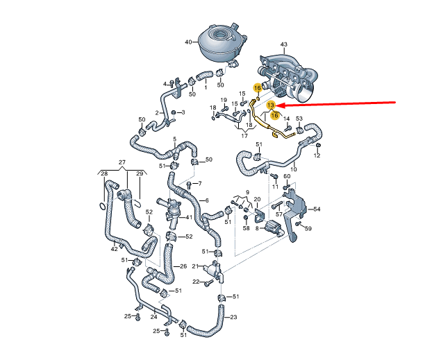 NEW CUPRA FORMENTOR FEED COOLANT PIPE 07K121497H ORIGINAL