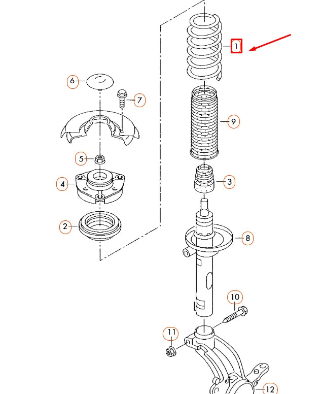 NEW AUDI A3 8P FRONT COIL SPRING 1K0411105AK ORIGINAL