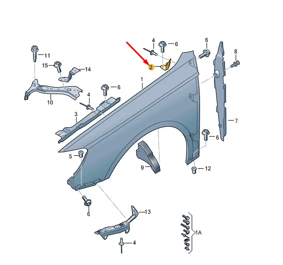 NEW AUDI A3 8V FRONT LEFT FENDER HOLDER 8V0821471A ORIGINAL