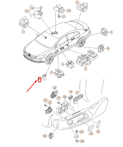 NEW VW CC ELECTRICALLY FOLDING TOW HITCH SWITCH 7N0959511BREH