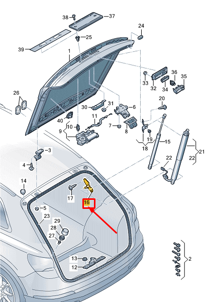 new audi q4 e-tron rear right gas filled strut bracket 89a827604 original