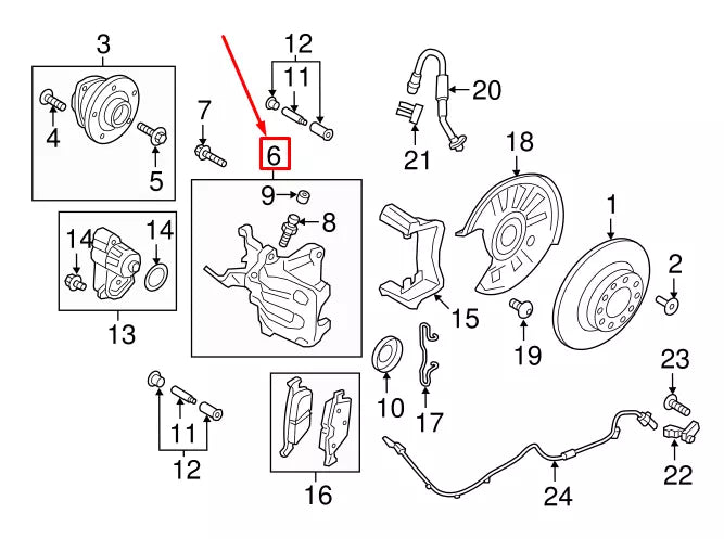NEW AUDI A3 SPORTBACK 8V REAR LEFT BRAKE CALIPER 8V0615423A ORIGINAL