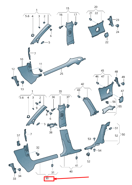 new audi rs3 left a-pillar trim lhd 8v48672714pk original