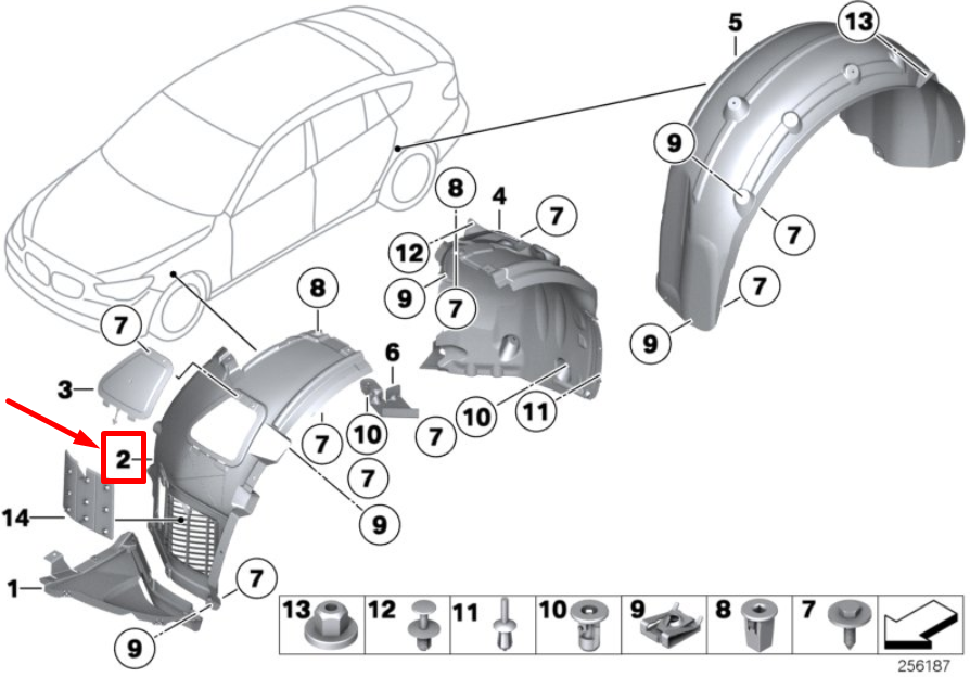 new bmw 5 gran turismo f07 front left inner fender 51717193509 7193509 original