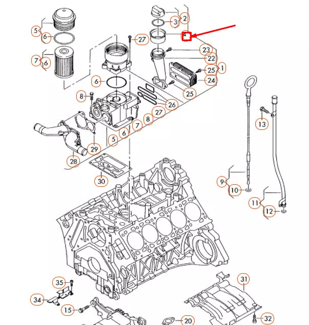 NEW VOLKSWAGEN TOUAREG 7L OIL FILLER TUBE SEAL O-RING 074115315 ORIGINAL